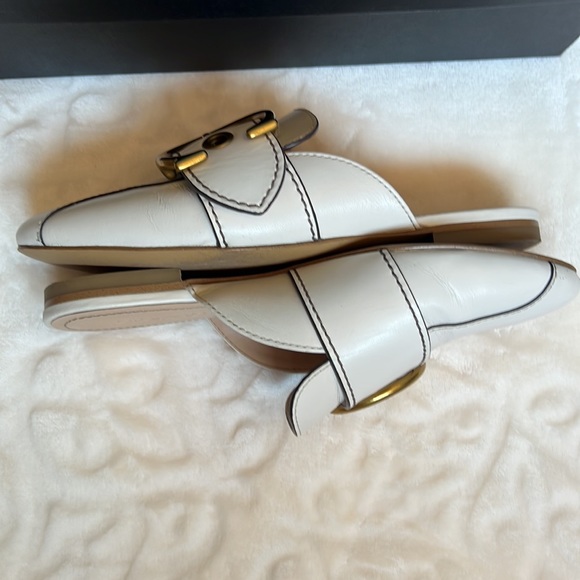 Coach Leather C Buckle Slide in Chalk - Picture 7 of 7